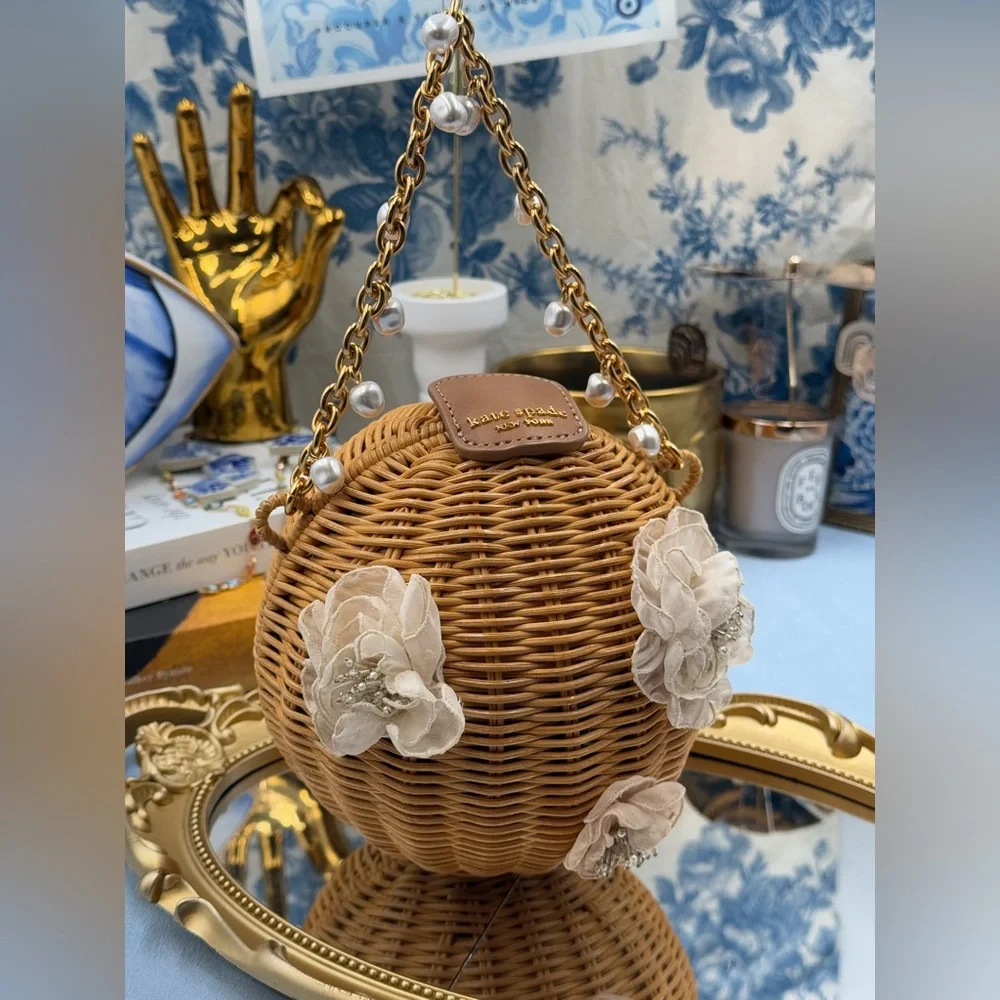 🆕 KATE SPADE NEW YORK 🧿 NWOT Bridal Wicker Bouquet Lantern Crossbody *SAMPLE*